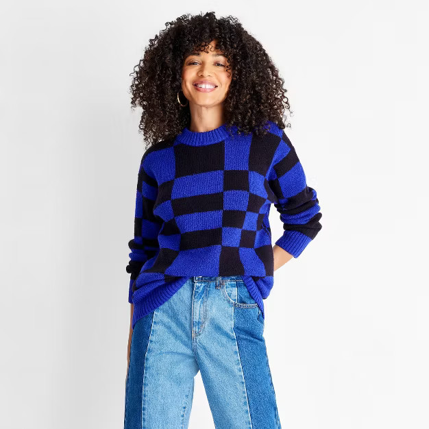 Women's Crewneck Slouchy Pullover Sweater - Future Collective™ with Kahlana Barfield Brown Blue... | Target