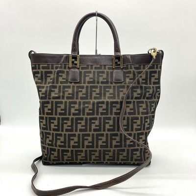 Large Capacity Fendi 2Way Bag Tote Zucca Pattern Canvas Brown | eBay US