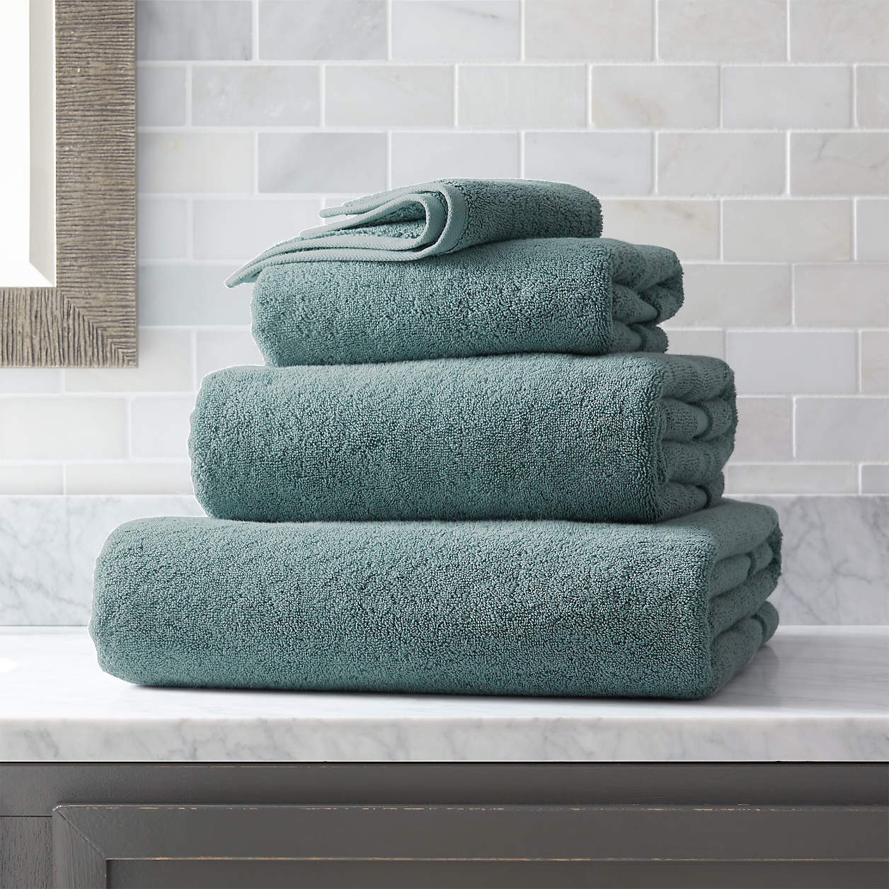 Organic Turkish Cotton Ocean Blue Bath Sheet + Reviews | Crate & Barrel | Crate & Barrel