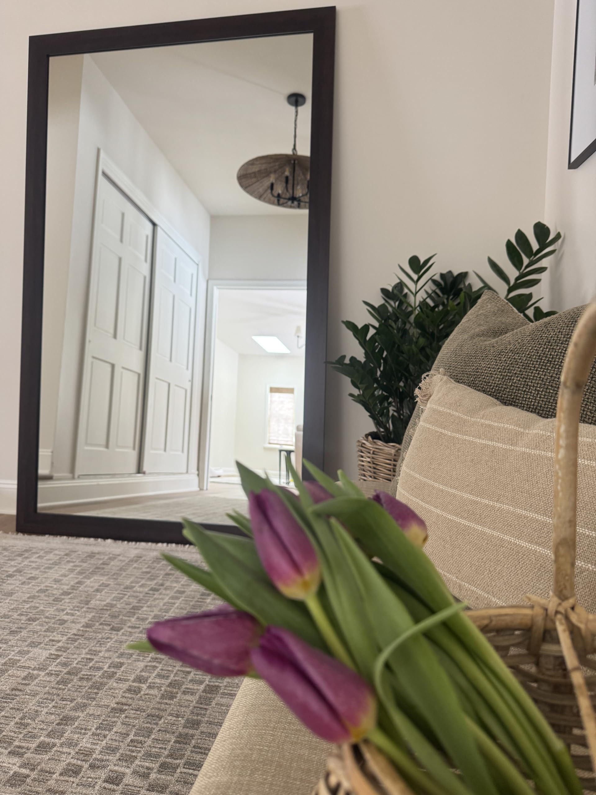 Frame My Mirror Brown Framed Mirror, 32" x 54" Mirror for Bathroom, Wood Frame, True Reflections Glass, Dark Walnut Finish, Pendleton Design, Hangs Horizontally or Vertically, Made in USA | Amazon (US)