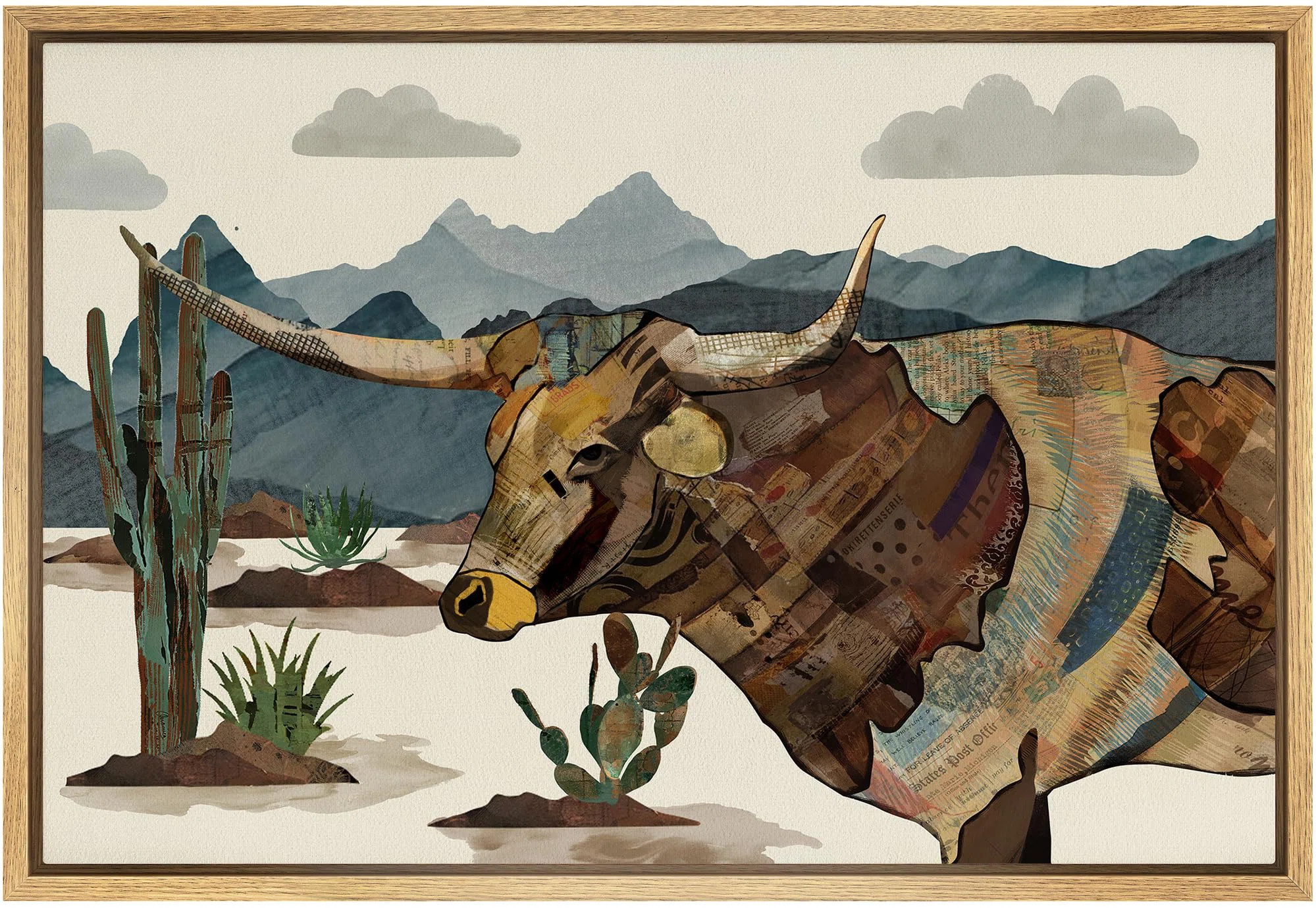 Animals " Western Decor Longhorn Cow Portrait Animals Wildlife Mountain Nature Artwork Modern Art... | Wayfair North America