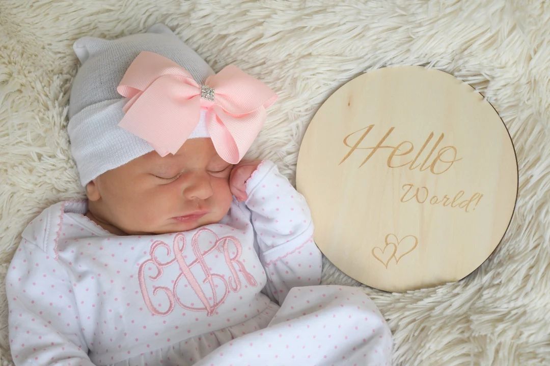 Baby girl coming home outfit,Monogrammed gown,Personalized Baby gift,Monogrammed sleeper,pima cot... | Etsy (US)