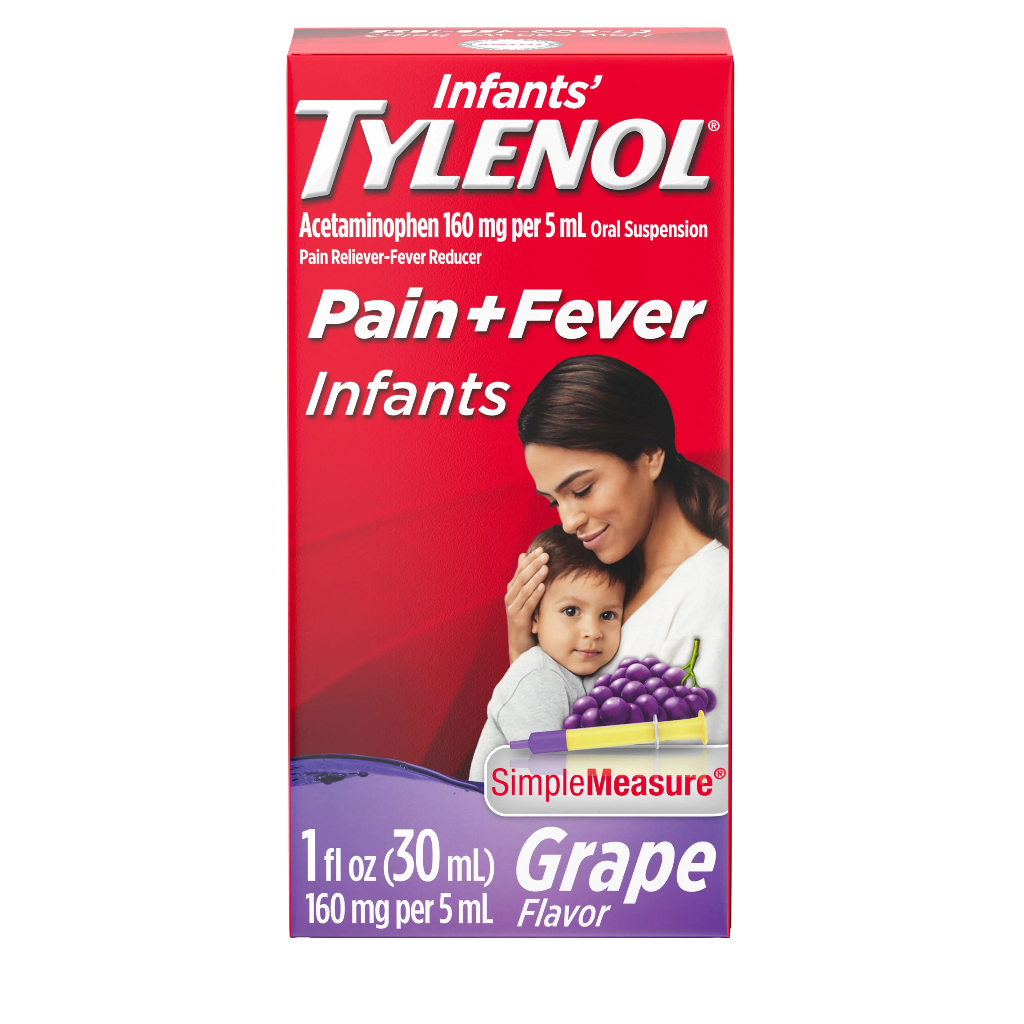 Infants' Tylenol Acetaminophen Liquid Medicine, Grape, 1 fl. oz - Walmart.com | Walmart (US)