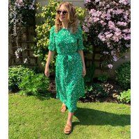 Green Floral Belted Midi Dress New Look | New Look (UK)