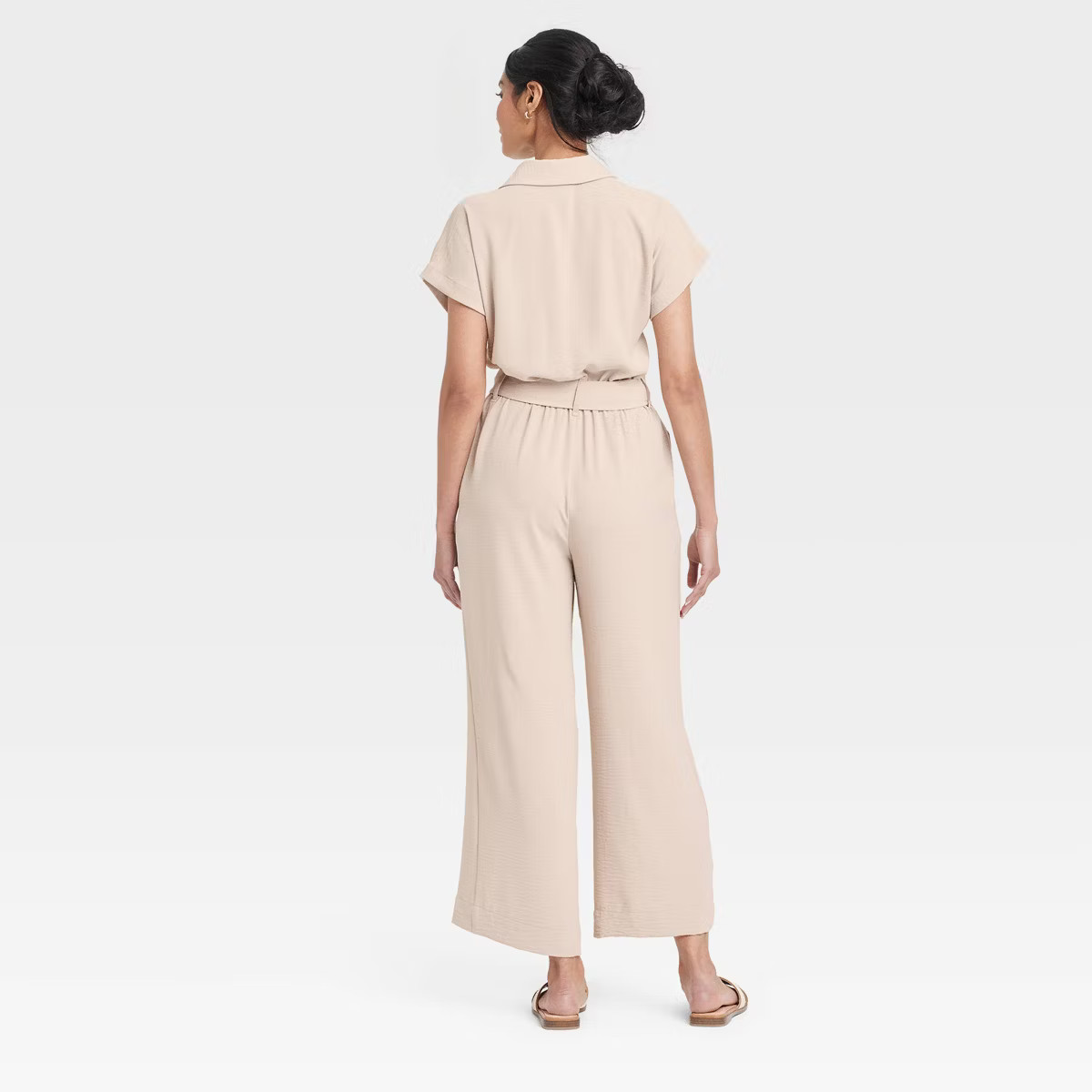 Women's Short Sleeve Jumpsuit - A New Day™ Khaki XS | Target