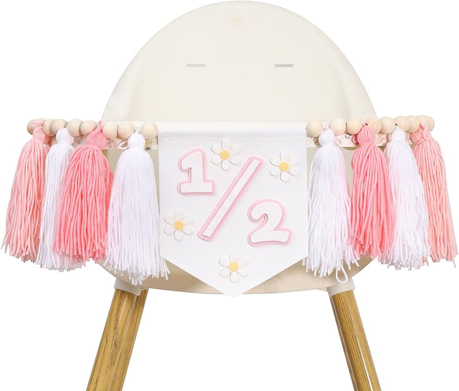 Daisy 1/2 Birthday High Chair Banner - Girls Half Birthday Party Decorations,Boho Daisy Highchair... | Amazon (US)