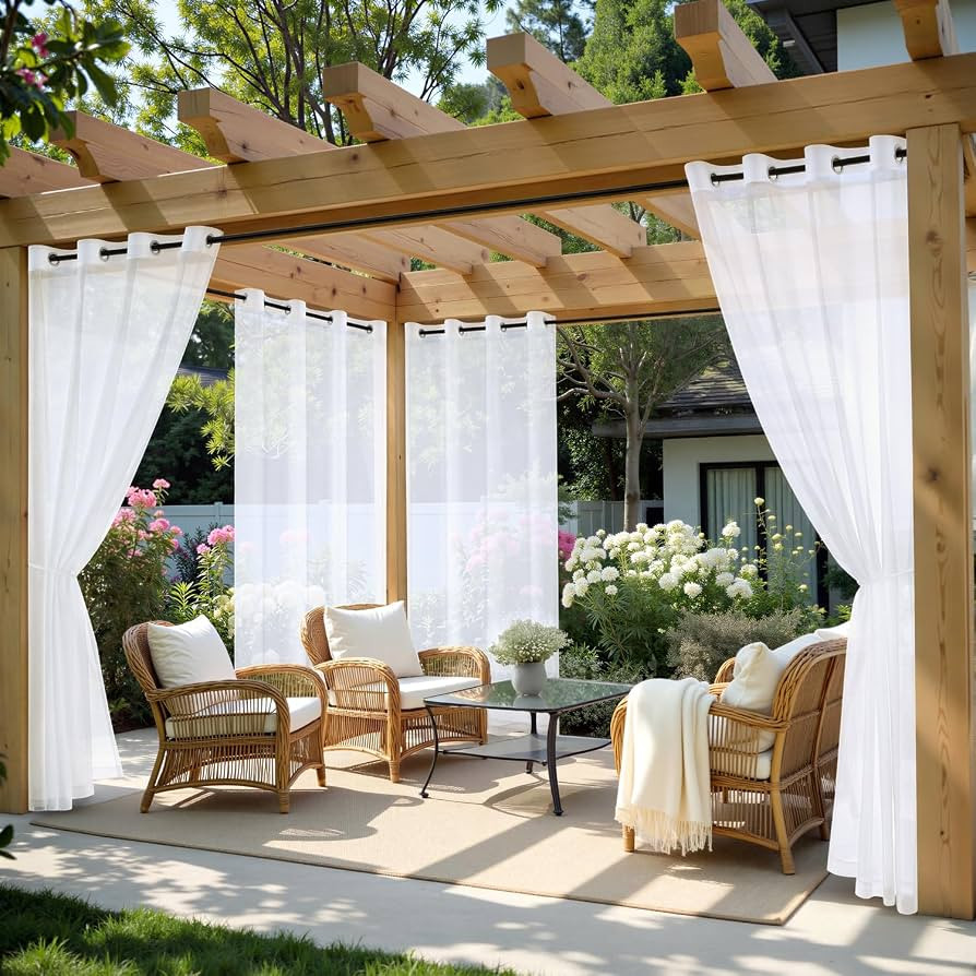 MIULEE White Outdoor Curtain for Patio Waterproof, 4 Panels 54 x 96 Inch - Grommet Outside Sheer ... | Amazon (US)