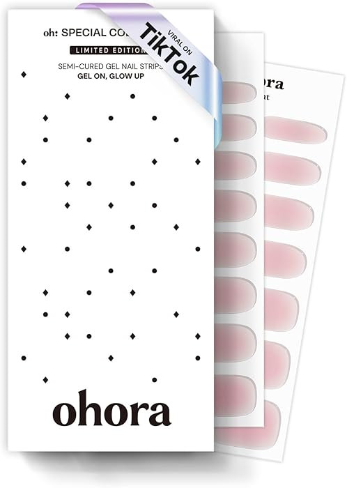 ohora Semi Cured Gel Nail Strips (N Clean Girl) - Pink, Jelly, Works with Any UV/LED Lamps, Salon... | Amazon (US)