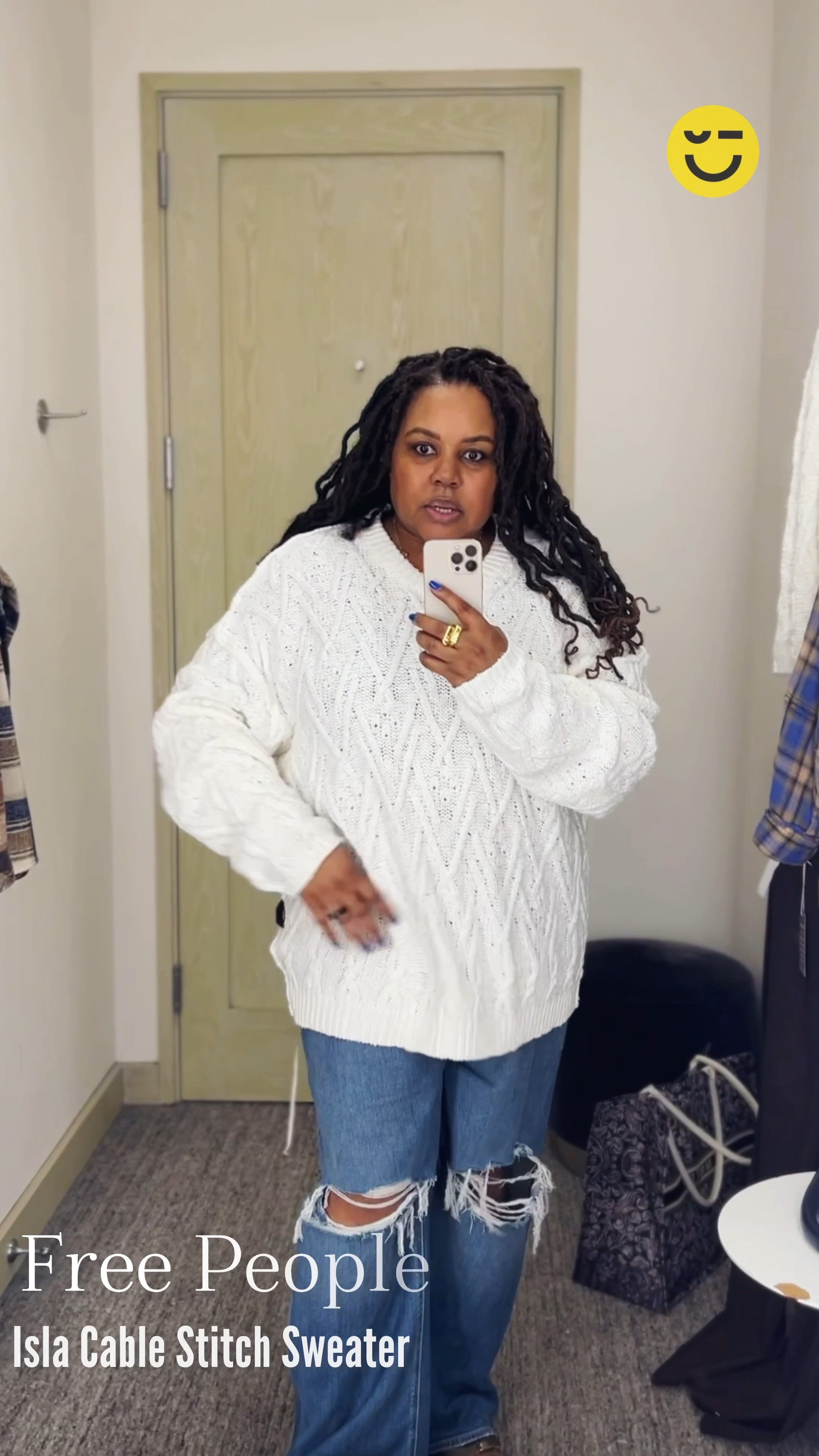 Free People Isla Cable Stitch Sweater. Size down at least one but maybe two sizes. Midsize casual style. Fitting room try-on. Nordstrom Anniversary Sale ✨Nordstrom Sale, NSALE, Nordstrom Sale 2023, NSale 2023, Nordstrom Top Picks, Nordstrom Sale favs, Anniversary Sale #ltkunder100 

#LTKcurves #LTKstyletip #LTKxNSale