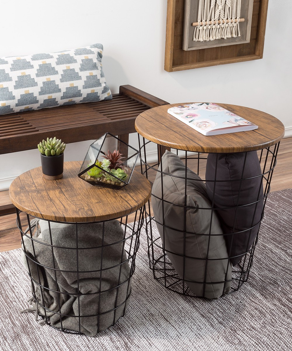 Lavish Home Storage Boxes Black - Black Storage Nesting End Table Set | Zulily