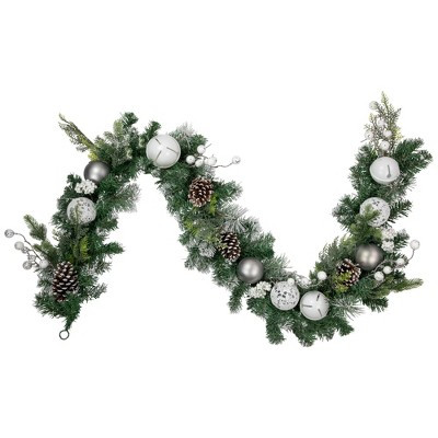 Northlight 6' Green Pine Frosted Artificial Christmas Garland with Pinecones and Ornaments, Unlit | Target