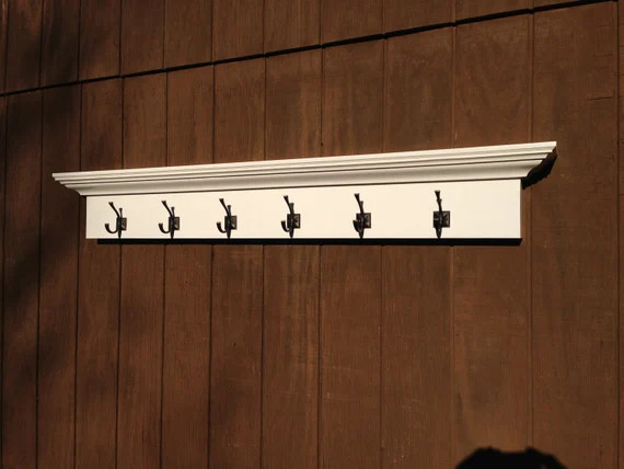 Entry way coat rack shelf with 6 hooks - hook shelf | Etsy (US)
