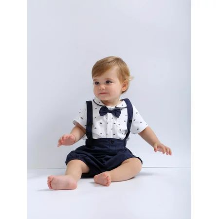 Casual Baby Boy Graphic Print Bow Detail Bodysuit Jumpsuit Set Multicolor 80 S042X | Walmart (US)