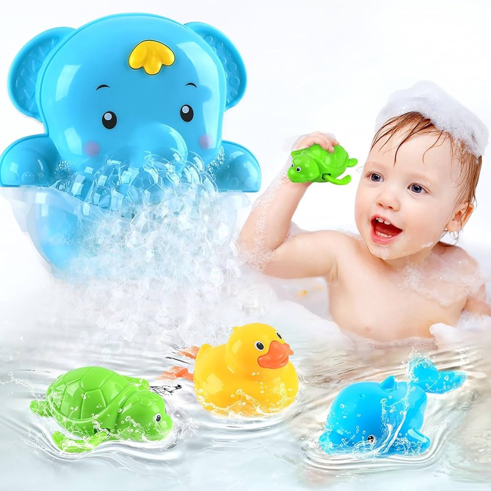 Bath Bubble Maker Toys - Bathtub Bubble Machine for Babies with Floating Wind Up Bath Toys for To... | Amazon (US)