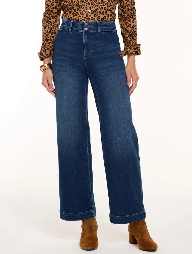 Knit Denim Wide Ankle Jeans - Holland Wash | Talbots