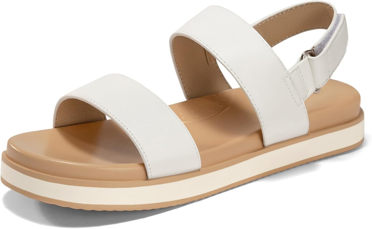 Coutgo Womens Flat Sandals Comfortable Arch Support Adjustable Double Strap Lightweight Summer Pl... | Amazon (US)