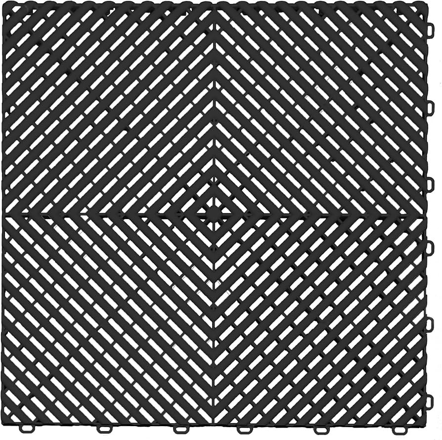 Swisstrax Ribtrax PRO Interlocking Garage Floor Tiles, 15.75 x 15.75-Inch, Jet Black, 24 Piece Se... | Amazon (US)