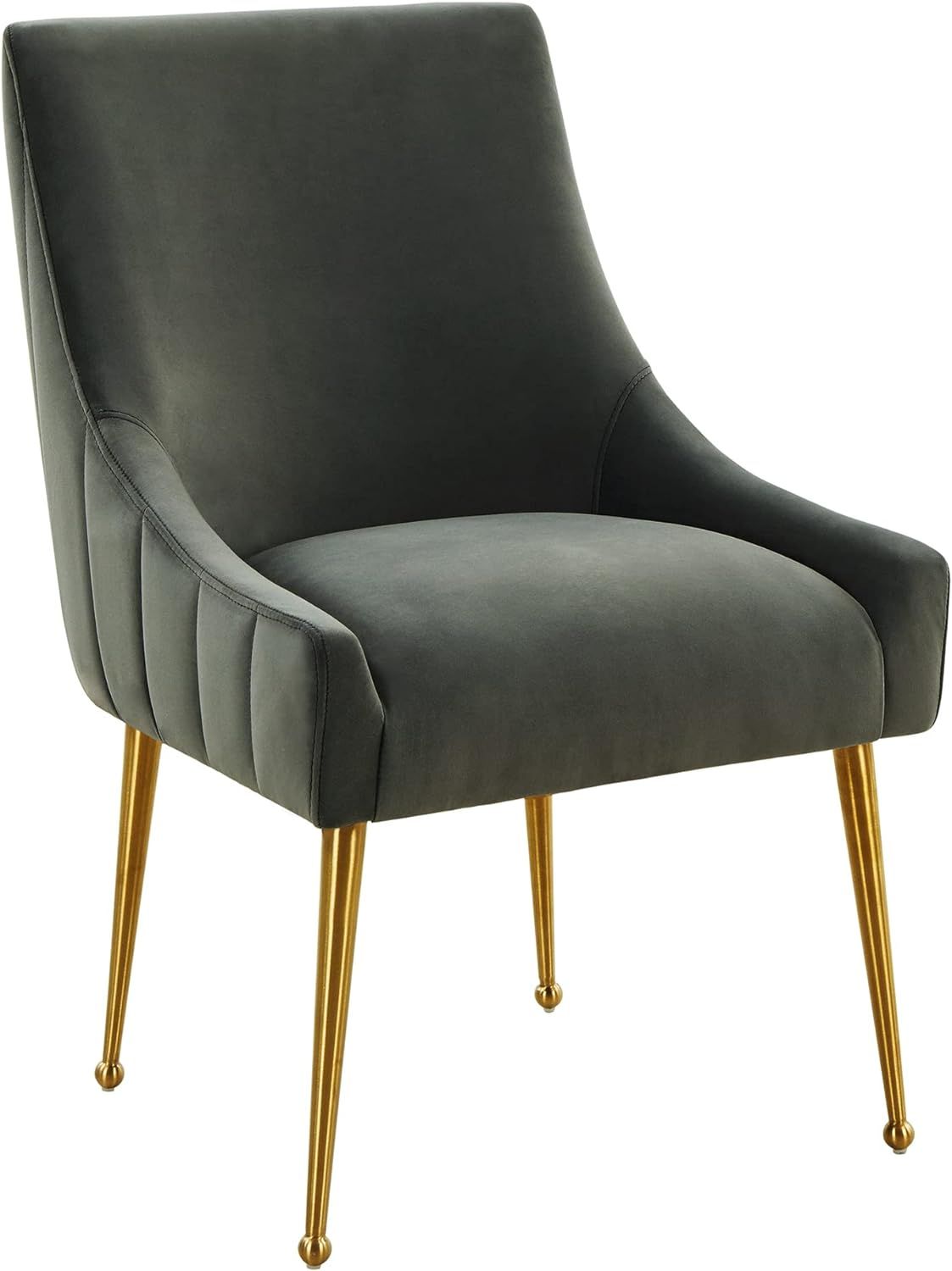MEXIYA Irina Dining Chair Dark Grey Easy Clean Velvet Upholstered Side Chair with Brushed Gold Le... | Amazon (US)