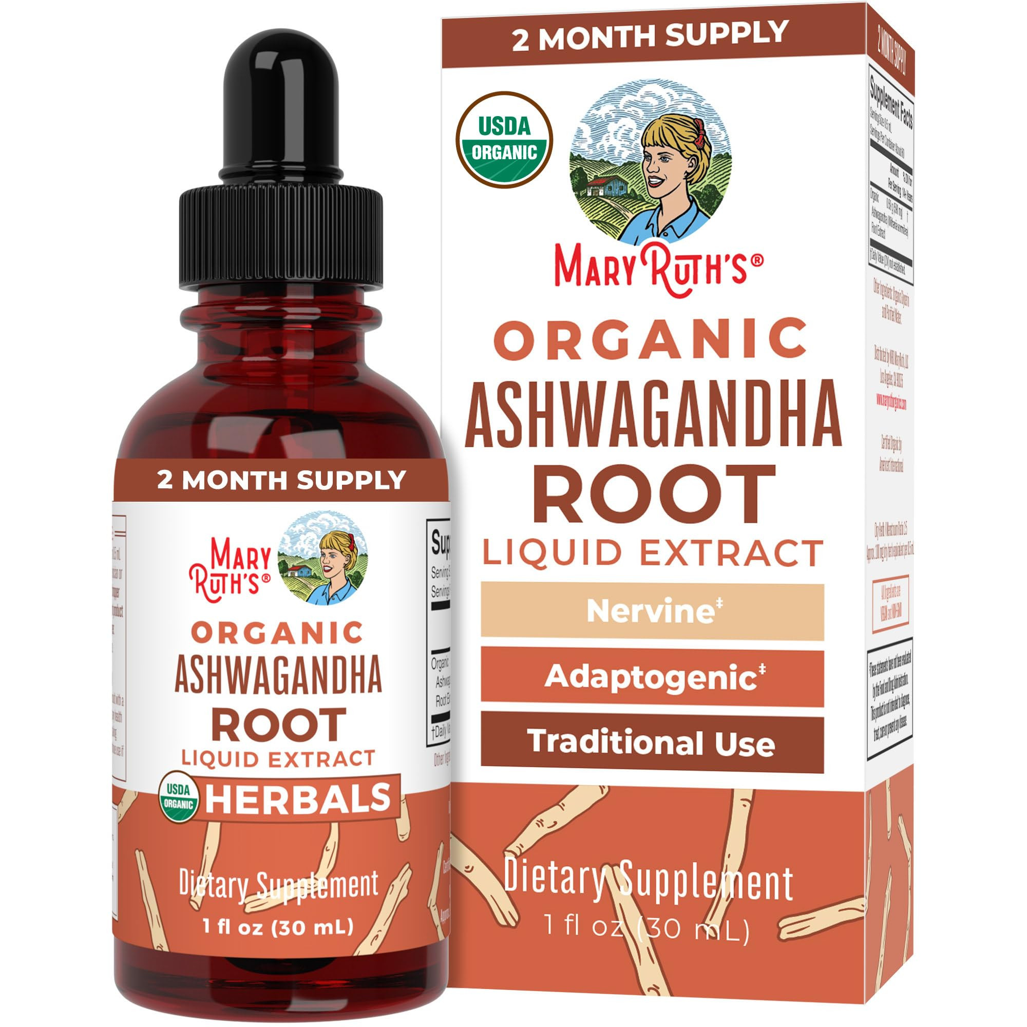 MaryRuth Organics Ashwagandha Root | USDA Organic Ashwagandha Liquid Drops | Stress Relief, Natur... | Amazon (US)