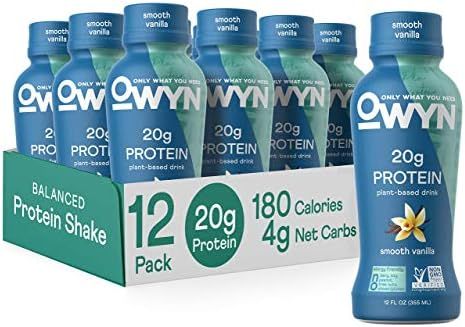 OWYN - 100% Vegan Protein Shakes | Vanilla, 12 Fl Oz (Pack of 12) | Dairy-Free, Gluten-Free, Soy-... | Amazon (US)