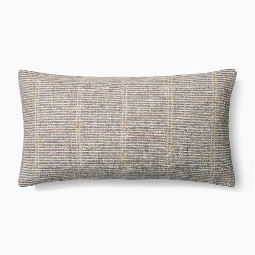 Wool Striped Grid Lumbar Pillow Cover | West Elm (US)
