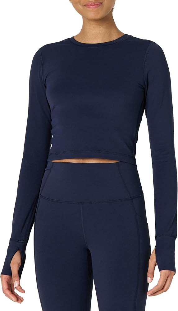 Amazon Essentials Womens Active FormFlex Buttery Soft Long Sleeve Slim Fit Crop Layering Workout ... | Amazon (US)