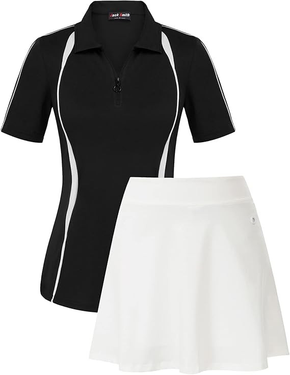 JACK SMITH Women Golf Shirt Set 2 Piece Sleeveless Polo Tops Pleated Skorts Quick Dry with Pocket... | Amazon (US)