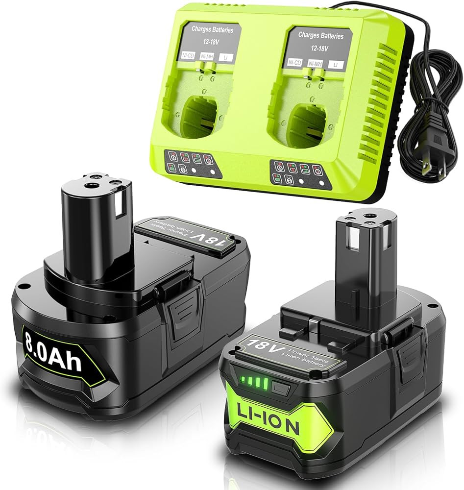 Upgraded 8.0Ah 2Packs P108 18V Battery Compatible with Ryobi 18V ONE+ Battery + 2Port P117 Charge... | Amazon (US)