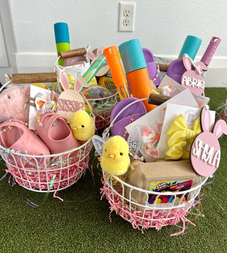 Easter baskets for baby 1 yr old 3 yr old 6 8 and 12 yr old girls! Tween Easter baskets. Code SARAHL10 works on name tags, LIT works on personalized beaded jewelry - it’s great quality+water resistant! Also ordered some personalized beaded sunglasses that haven’t arrived yet - SL10 works on those!  

#LTKkids #LTKSeasonal