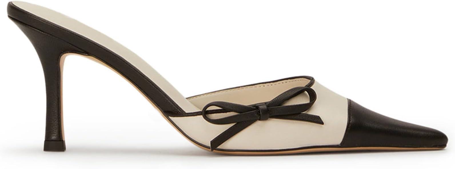 VOLEECE Bow Tie Mules Heels for Women Pointed Toe Kitten Heel Slip On Pumps Shoes Two Tone Backle... | Amazon (US)
