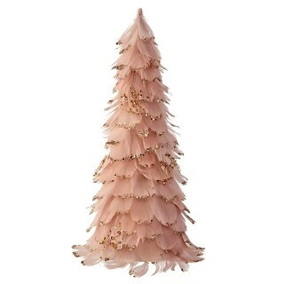 14.5" Pink Feather Cone Christmas Tree with Gold Glitter Tips - under-3-feet - Bed Bath & Beyond ... | Bed Bath & Beyond