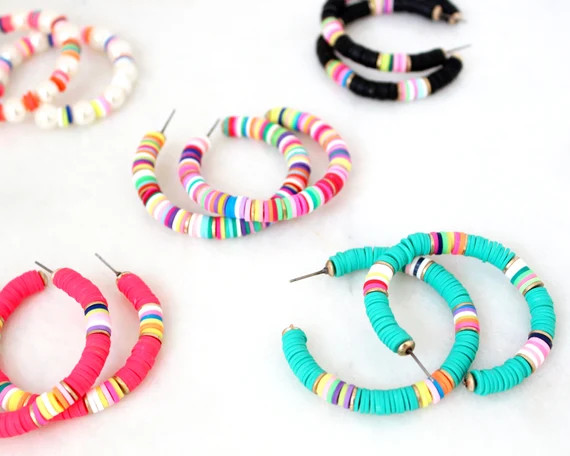 Fun Confetti Hoop Earring Multi Color Surfer Earring. | Etsy | Etsy (US)