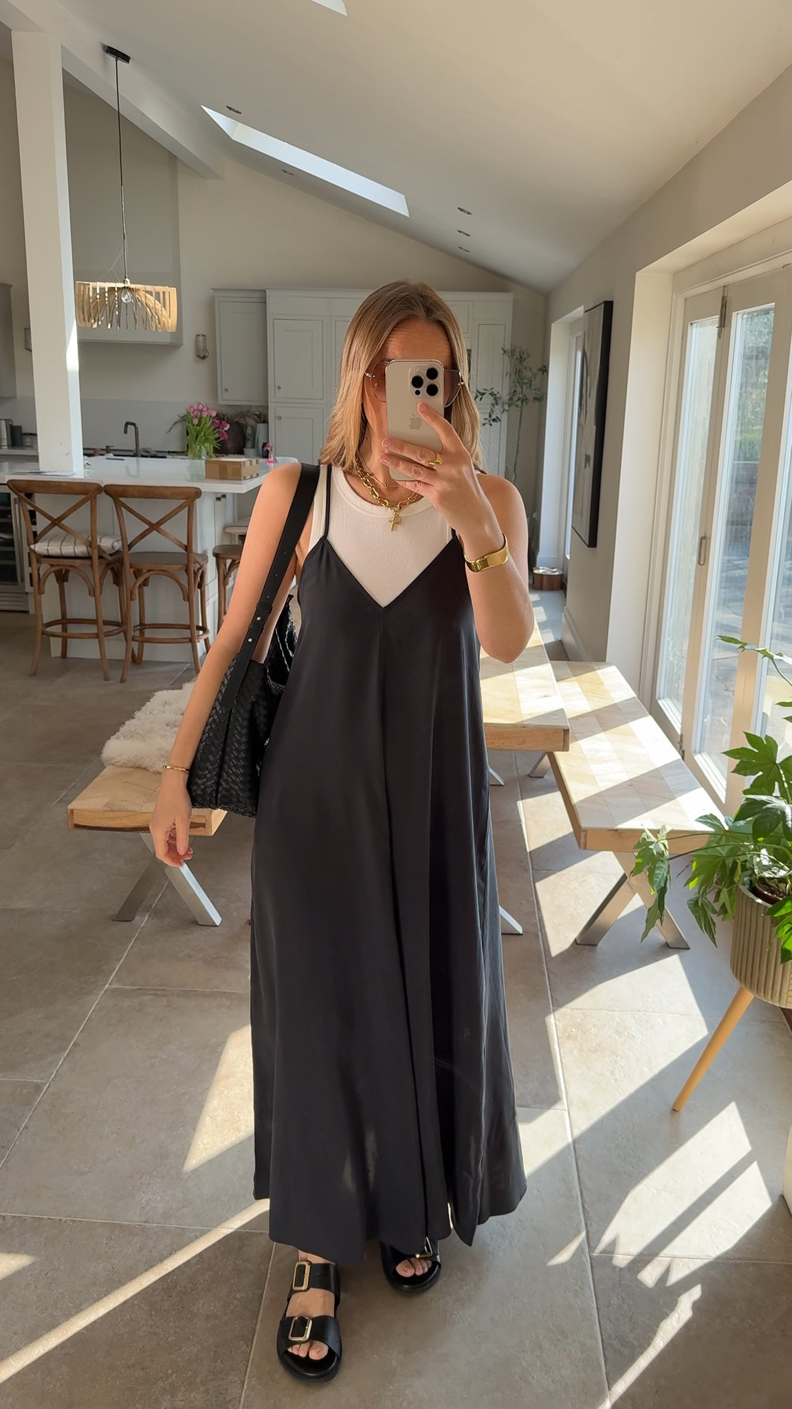 Adding a simple fitted vest layer … 
Great for when you want to build up the skinny straps , you could add a black /khaki/grey … 
Wearing a small in the dress
Vest large. 

#LTKspring #LTKstyletip #LTKsummer