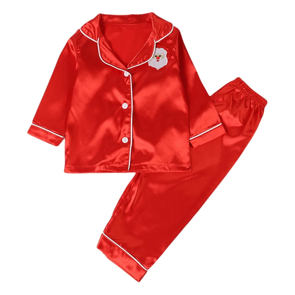 2-10Y Toddler Boys Girls Satin Silk Long Sleeve Pajamas Set Christmas Kids Button Down Pjs Sleepw... | Walmart (US)