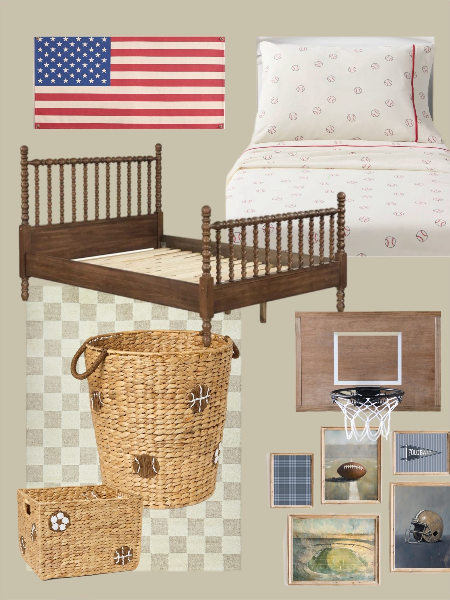 Boys Vintage American Sports Room 

#LTKHome #LTKKids