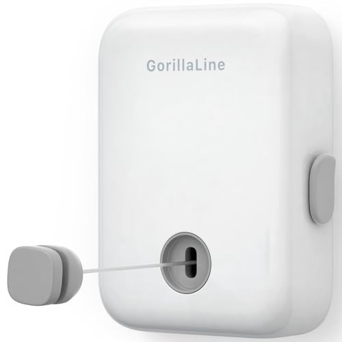 GorillaLine - Retractable Clothesline Indoor Outdoor Clothes Line | White | Heavy Duty Clothes Drying Laundry Line | Wall Mounted Drying Rack Clothing Line | Retracting Hanging | Easy Lock System | Amazon (US)