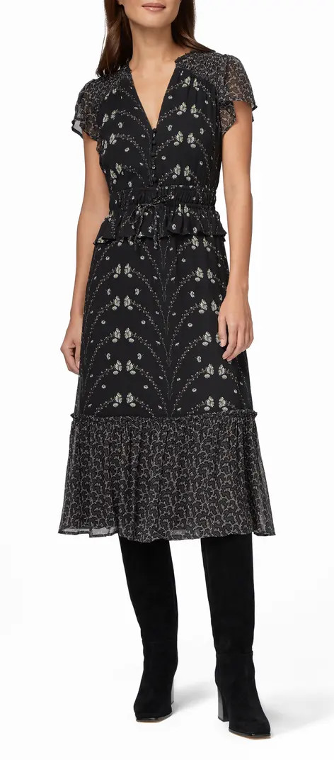 PAIGE Talia Placed Floral Silk Chiffon Dress | Nordstrom | Nordstrom