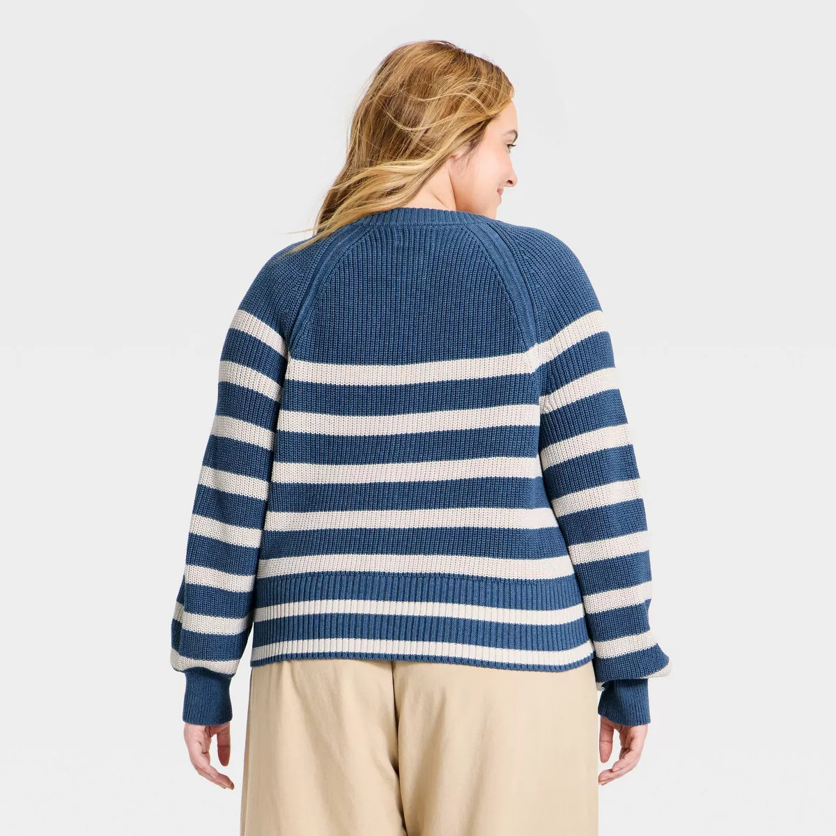 Women's Iconic Cotton Cardigan - Universal Thread\u2122 Blue Striped XXL | Target