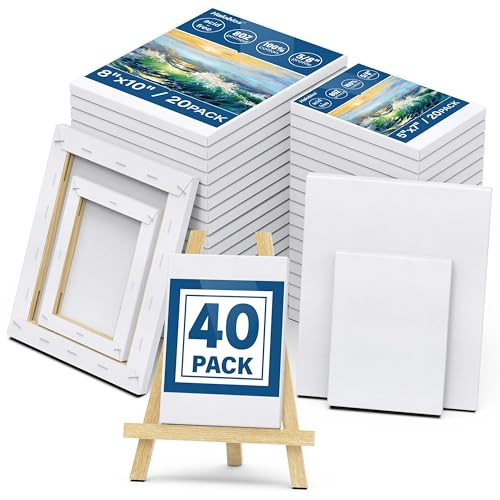 Halobios Blank Canvas for Painting, Bulk Pack of 40-8x10 inches, 5x7inch(20 of Each), 100% Cotton, Primed, 5/8 Inch Profile of Super Value Canvas Pack for Acrylics, Oils & Other Painting Media | Amazon (US)