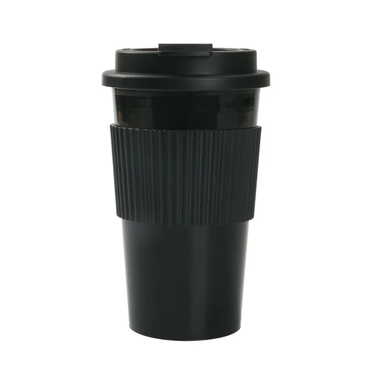 Mainstays 18oz Plastic Coffee Tumbler, Rich Black | Walmart (US)