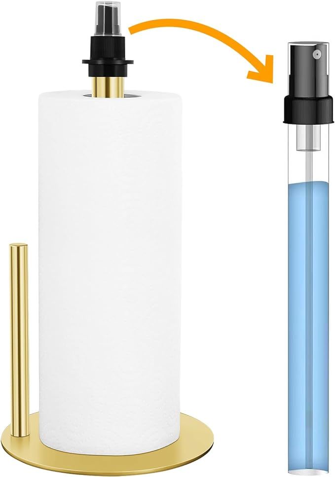 Wekuch Paper Towel Holder with Spray Bottle, Countertop Paper Towels Dispenser Stand with Sprayer... | Amazon (US)