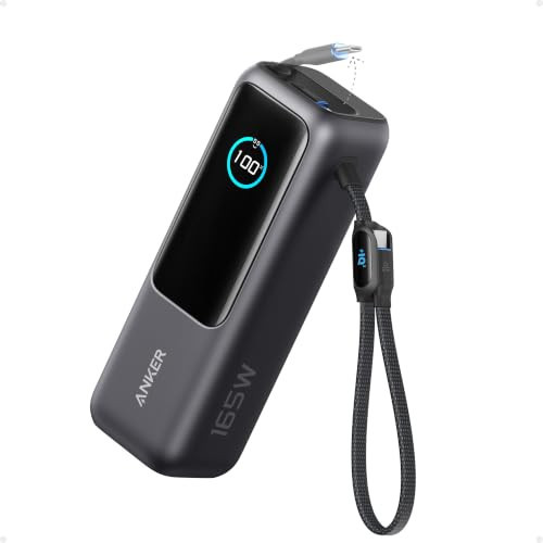 Anker Laptop Power Bank,25,000mAh Portable Charger with 165W Total Output,3 USB-C Ports (100W Max Each),Built-in Retractable Cables,Flight-Ready,for iPhone 17/16 Series,MacBook,Samsung,and More | Amazon (US)