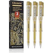 Qionew Gold Gel Pens, 3 Pack, 1mm Fine Gel Ink Pen, Opaque Ink, for Artists Drawing on Black Pape... | Amazon (US)