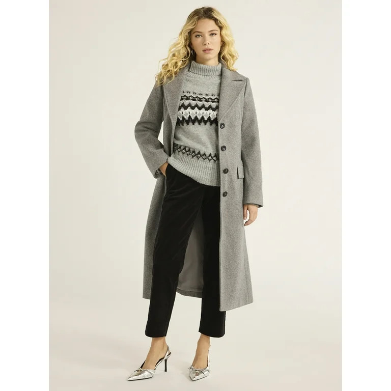 Free Assembly Women’s Faux Wool Long Coat, Sizes XS-XXL | Walmart (US)