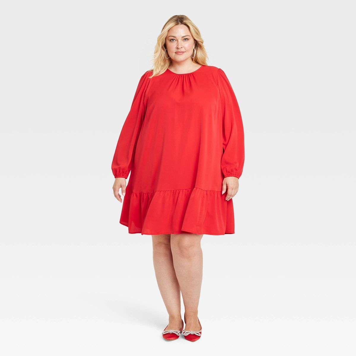 Women's Long Sleeve Tiered Shift Dress - Ava & Viv™ | Target