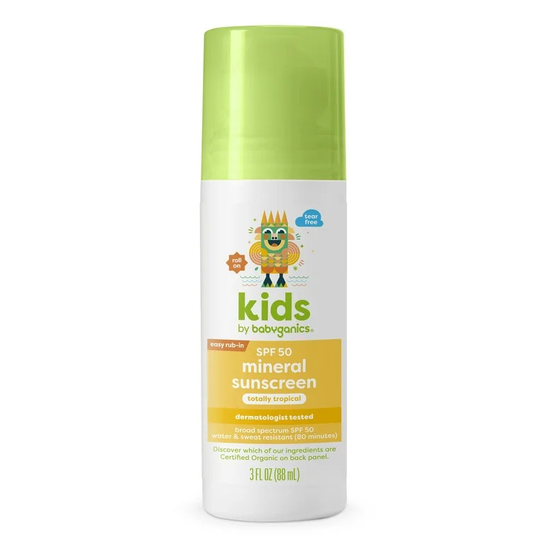 Babyganics SPF 50 Kids Mineral Sunscreen Roller Ball, Totally Tropical, 3 oz | Walmart (US)