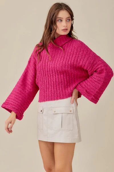 Hot Pink Turtleneck Sweater | Mod&Soul
