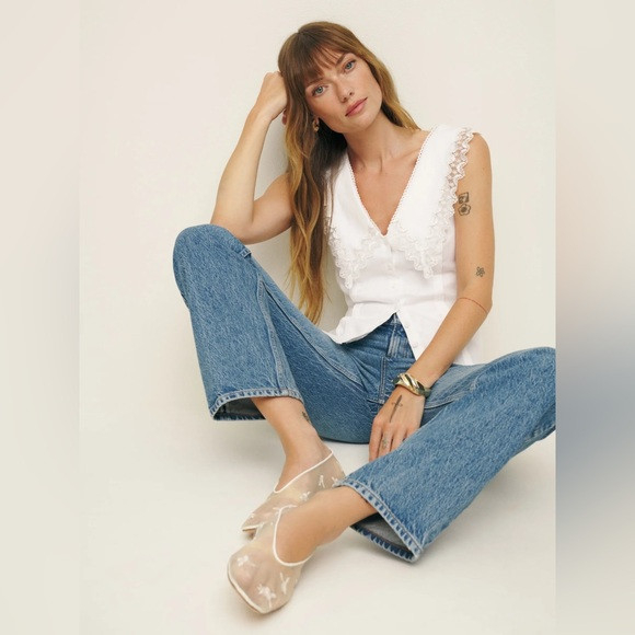 Reformation Melodie Linen Top Size 6 in White | Poshmark