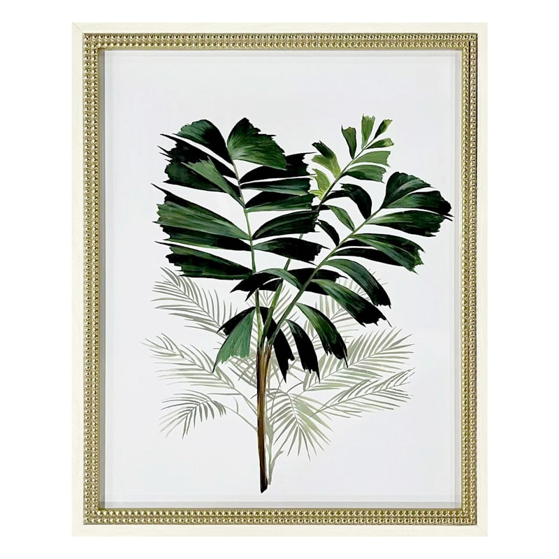 Glass Framed Tropical Leaves Print Wall Art, 18x22 | At Home