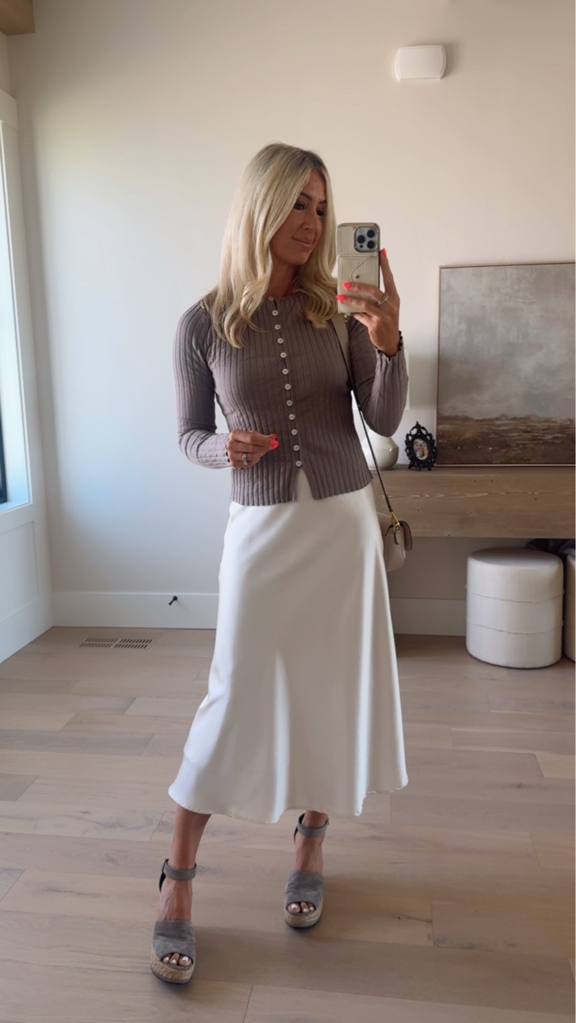 Satin skirt 
Shower outfit 
Church outfit 
Wedge heels 
Free People top 
Workwear

#LTKmomlife #LTKootd #LTKWorkwear